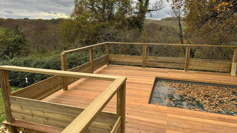 Création d'une terrasse bois exotique avec garde corps à Langoiran