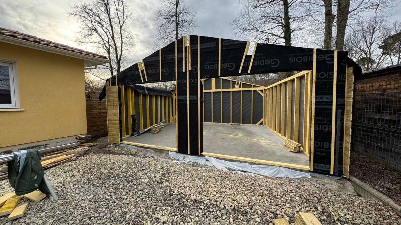 Création d'un double garage en ossature bois à Margaux Cantenac