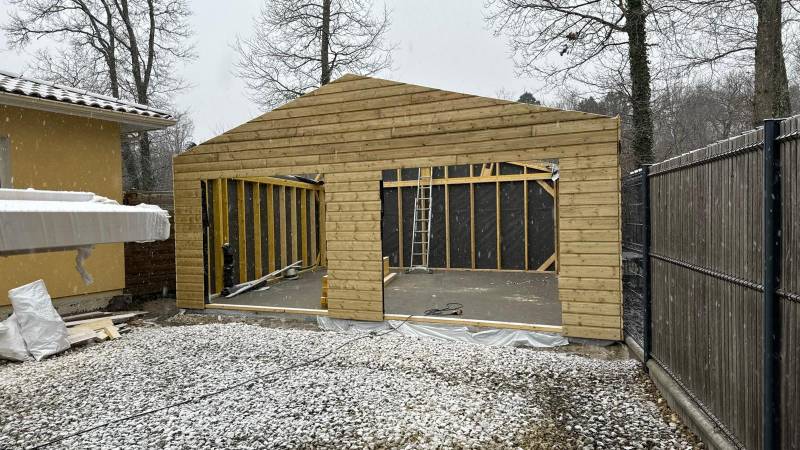 Création d'un double garage en ossature bois à Margaux Cantenac